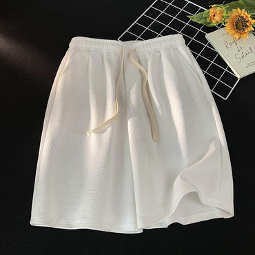 Men's Fashion Shorts New Brand Casual Waffle Luxury Loose Trunks Multi Colors Male Knee Streetwear Korean Style shorts