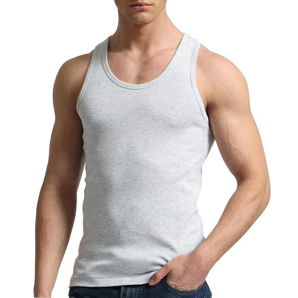 Tank Tops Men Fitness Cool Summer 100% Cotton Vest Male Sleeveless Tops Gym Slim Casual Undershirt Mens Gift 9 Colors 1PCS