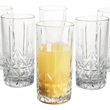 Conjunto de Copos de Vidro 350ml 6 Peças Copo de vidro moderno, resistente ao calor, espesso e sem chumbo para uso em casa e escritório.