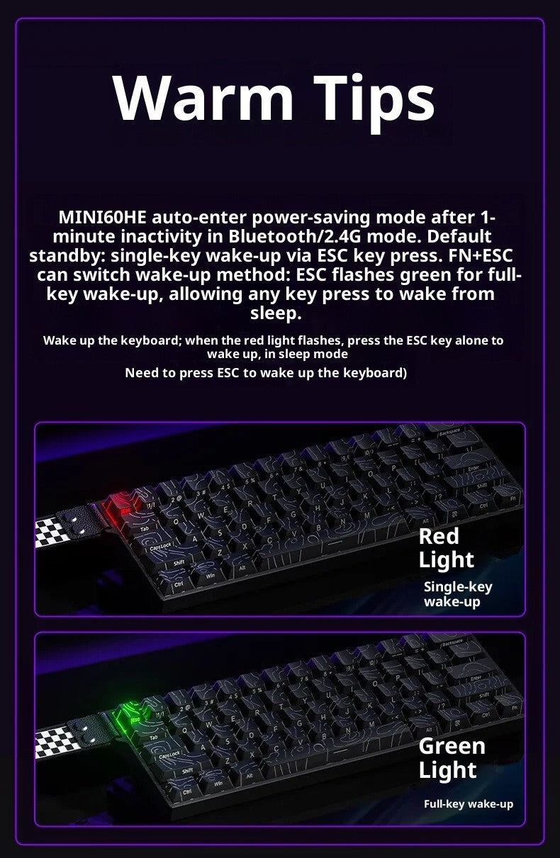 Teclado Magnético AULA MINI 60HE Pro Series Três Modos para Jogos E-sports RGB RT0.01mm Taxa de Varredura 8K Bateria de 4000mAh