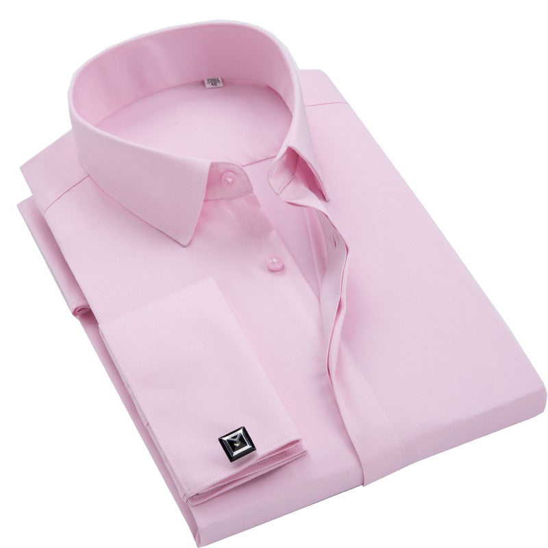 Men's French cufflinks shirt, men's long sleeves, high-end feeling, bamboo fiber silky smooth no iron formal wear wedding spr