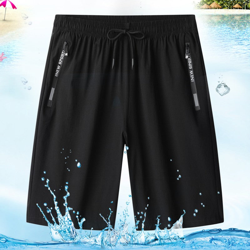Quick Dry Shorts Men Summer Thin Short Pants Running Sports Bottom Gym Fitness Beach Zipper Pocket Loose Short Sweatpants Men