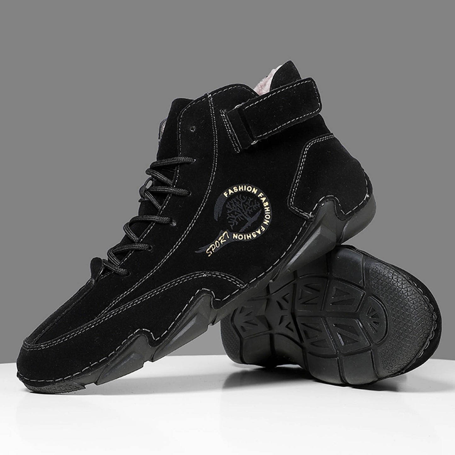 Casual Shoes For Men Suede Winter Pull On Outwear Fashionable Classic Short Boots Pu High Top Dress Shoes Botas Impermeables