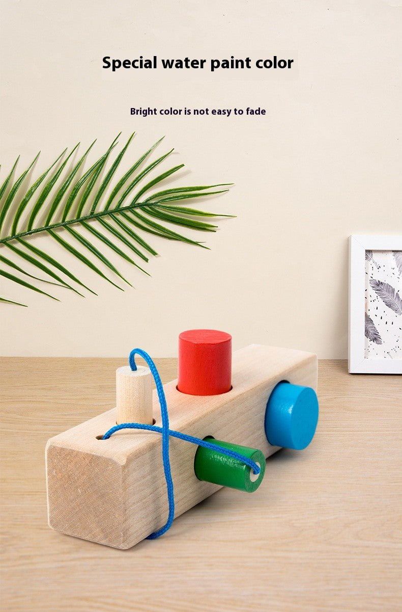 Conjunto de Colunas para Bebês e Crianças Pequenas, Blocos de Construção de Posicionamento, Cordas de Correspondência, Exercício para Bebês, Habilidade de Coordenação Olho-Mão, Brinquedos Educacionais de Madeira para Iluminação da Educação Infantil