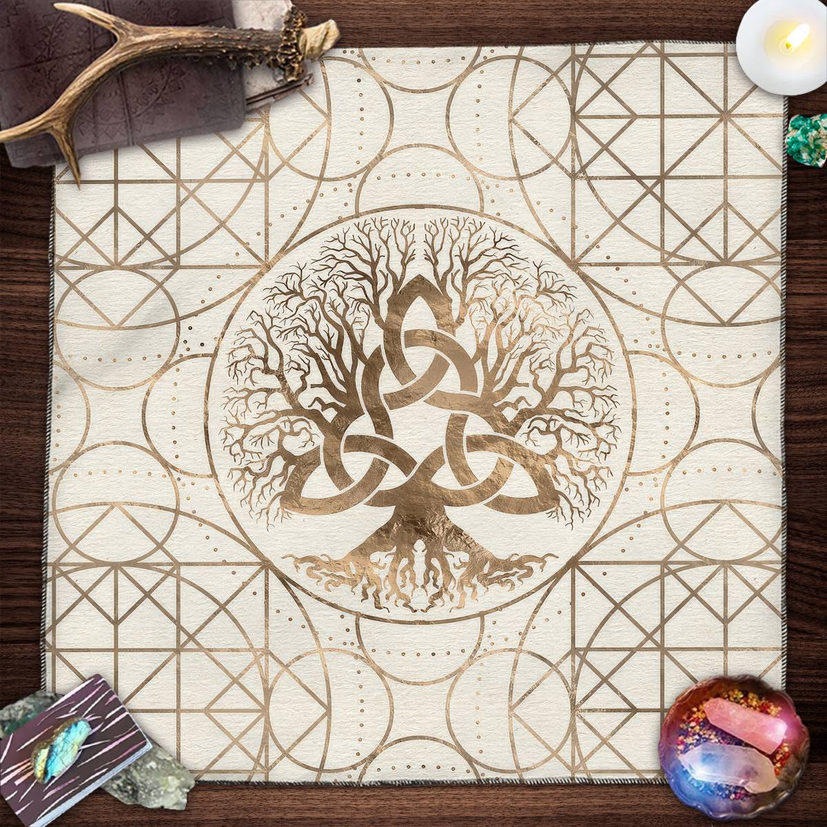 Tree of Life Pendulum Divination Table Cloth For Tarot Altar Tarot Cloth Witchcraft Astrology Oracle Cards Pads Witch home Decor