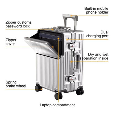 Luggage, 22.4 x 15.4 x 9.4 Aviation Certified, Polycarbonate Aluminum Hardshell, Expandable CarryOn Luggage with Spinner Wheels,