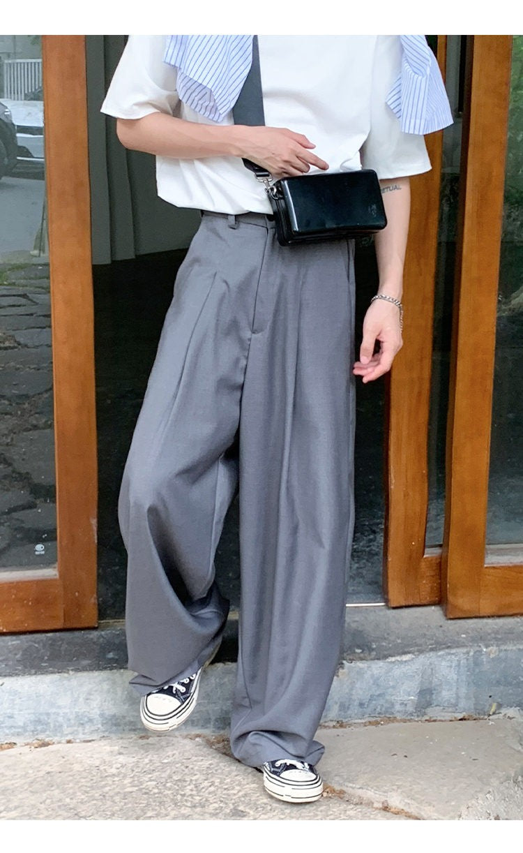 Oversized Black Suit Pants Men Fashion Social Mens Dress Pants Korean Loose Wide Leg Pants Mens Office Formal Trousers M-3XL
