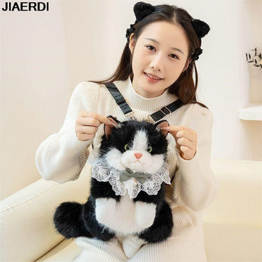 New Cute Realistic Ragdoll Backpack Women Cat Plush Doll Small Capacity Daypack Lolita Cartoon Personality Mochilas Mujer Chic
