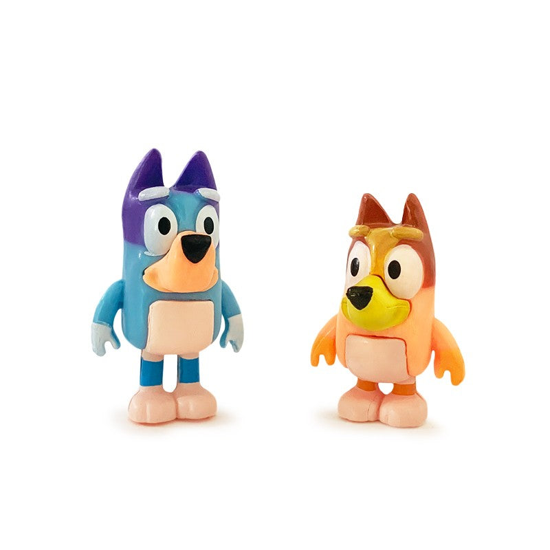 Bluey e Bingo Série Família Anime Modelo de Bonecos de Ação Desenhos Animados Mini Bonecos de PVC Enfeites Presente de Brinquedos de Decoração de Aniversário Infantil