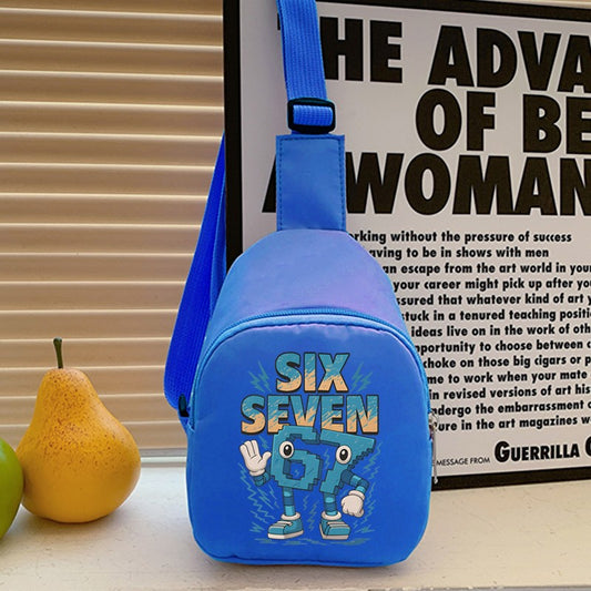 Kids Lightweight Single Shoulder Crossbody Bag Funny Italian Brainrot Meme 6 7 Mini Bag Six Seven Memes Children's Chest Bag