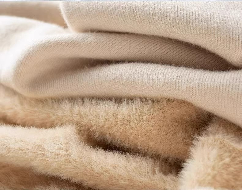 Men‘s Thermal Fleece High-neck Sweater Winter Turn-down Collar Fleece-lined Knitted Pullover Casual Keep Warm Thick Bottom Tops