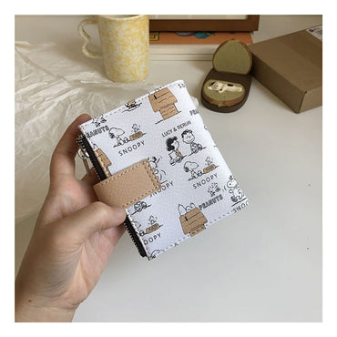 Snoopy Purse Anime Cartoon Short Coin Wallet High Value Cute Zipper Student ID Holders Multi Slot Bag Women Men Birthday Gifts