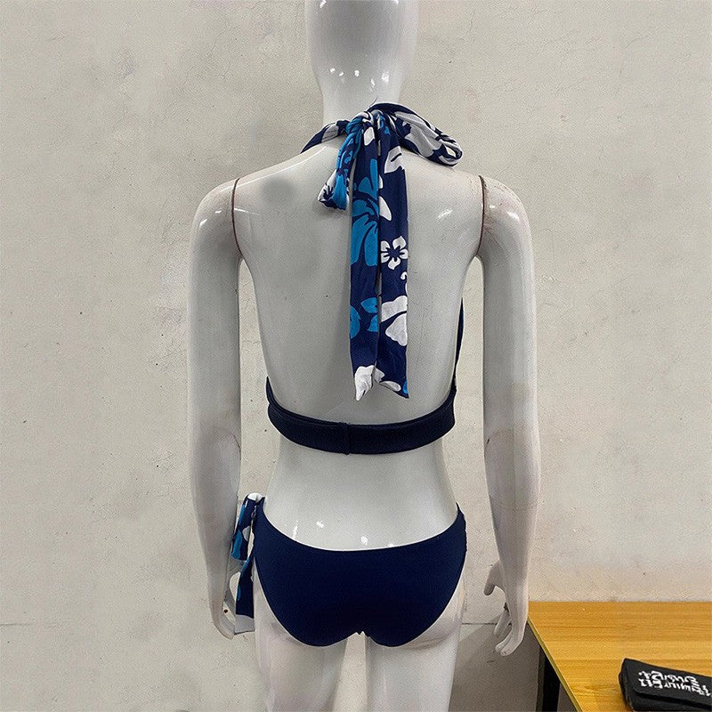 women's swimsuit 2025 Summer Tree Printed Swimming Clothes 2 Piece Swimsuit Sexy Tight Vest Crop Tops High Waist Bikini