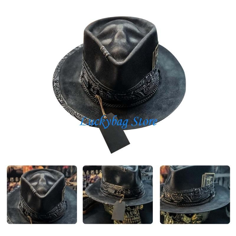 X7XE Halloween Gift Cowboy Hat Perfect Present for Halloween Lovers Skull-themed