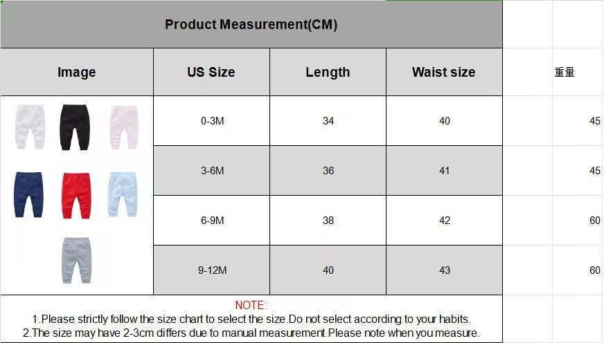 100% Cotton Baby Pants Blank Baby Boy and Girls Legging Colors Kids Trousers Plain Newborn Clothing Muslin Clothes for 0-24M