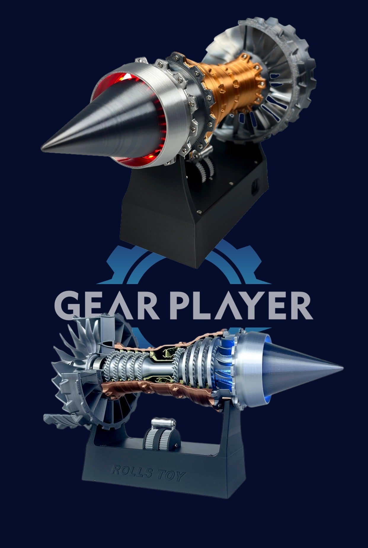 Kit de Modelo de Motor Turbojato com Velocidade Ajustável e Simulação de Chama Traseira para Montagem DIY e Projetos de Ciência