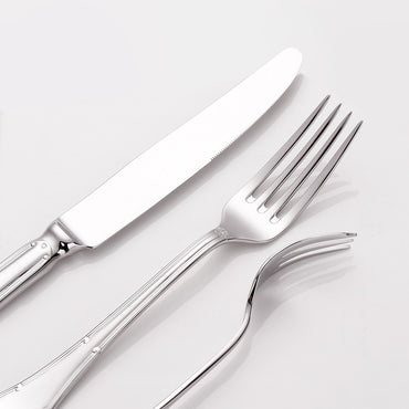 Conjunto de Talheres de 24 Peças para 6 Pessoas Aço Inoxidável 18/10 Prateado Polido para Inauguração de Casa Restaurante Festa de Casamento