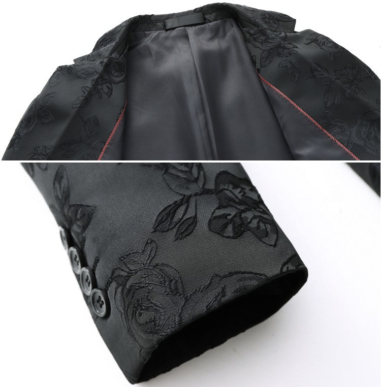 Summer and Autumn New Men Rose Suit Jacket Black White Fashion Male Business Wedding Party Dress Blazer Coat Large Size 6XL