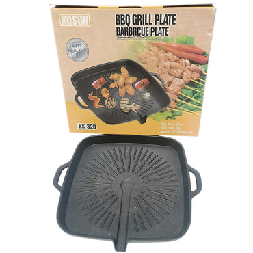 KOSUN Non-stick Barbecue Pan Stone Coated Cast Aluminum Korean Grill Pan Guipan Pot with Pour Mouth for Gas and Induction Stove