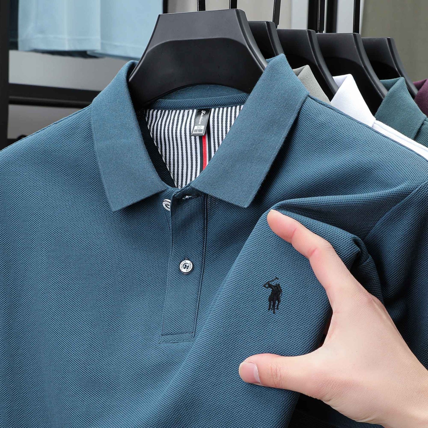 100% pure cotton summer new fashionable men's shortsleeved luxury customized business polo shirt exquisite embroidery Tshirt top