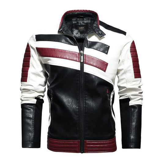 Vintage Motorcycle Jacket Men Fashion New Biker Leather Jacket Male Embroidery Bomber Coat Winter Fleece Pu Overcoat