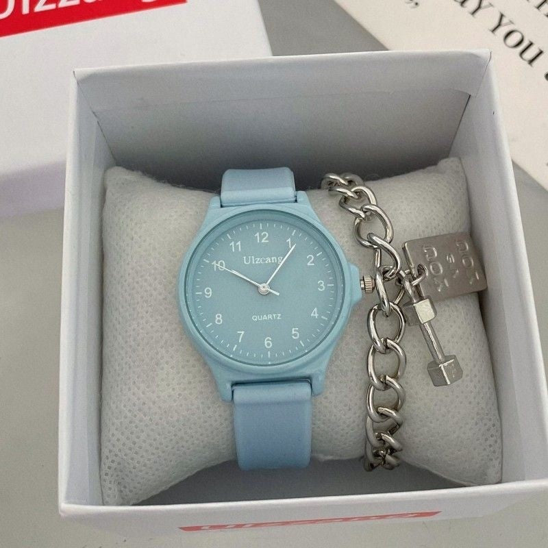 Fashion Silicone Strap Wristwatch Multi-color Student Quartz Watch Casual Adjustable Quartz Clock