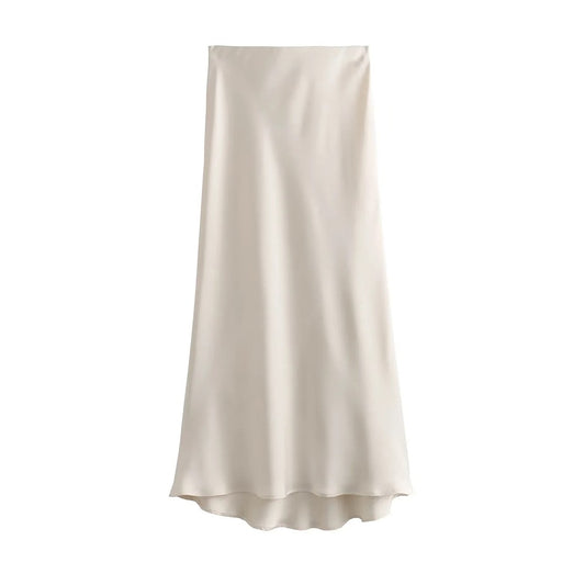 Women 2025 Satin Black Skirt Women High Waist Long Skirts for Women Summer White