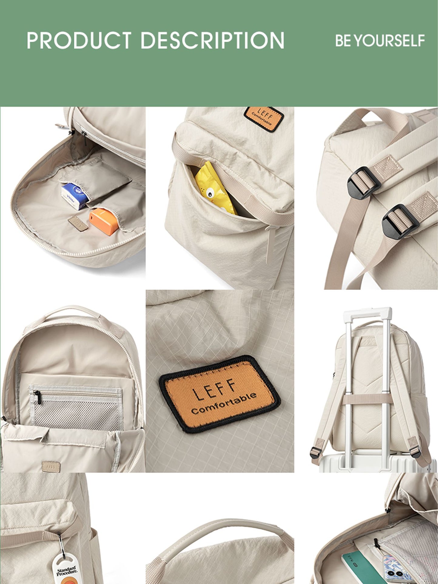 LEFF New Fashion Backpack For Women High Quality Outdoor Travel Waterproof Backpacks Laptop Commuting Bag High End Female Bags