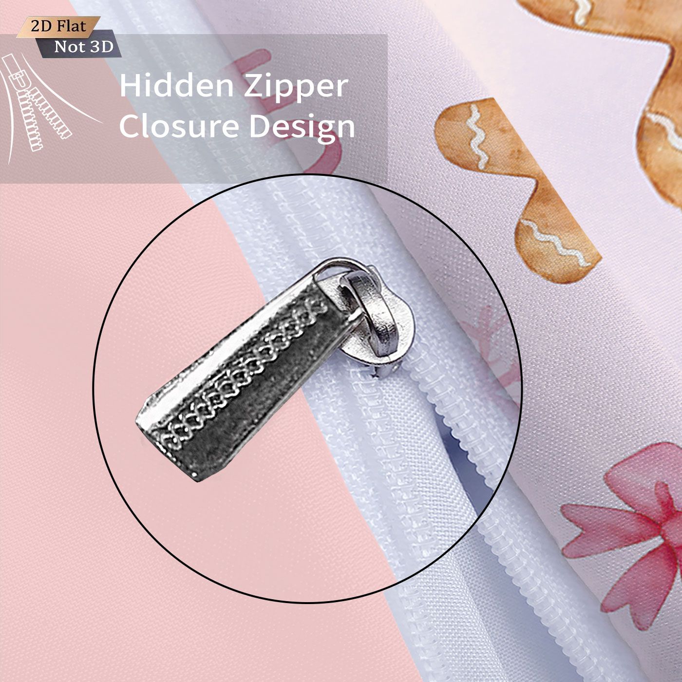 3pcs pink Merry Christmas gingerbread printed coreless bedding set multi size bedroom bedding holiday decoration comfortable