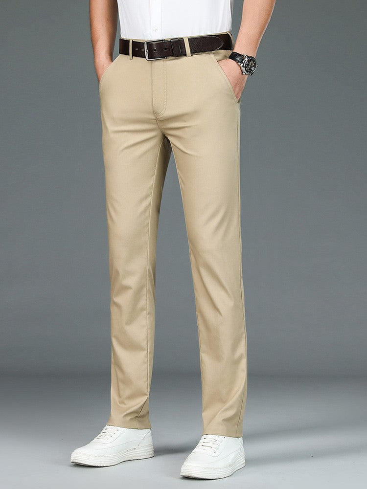 High Quality Luxury Straight Business Suit Pants Men Bamboo Fiber Designer Spring Summer Elegant Casual Long Formal Trouser Male