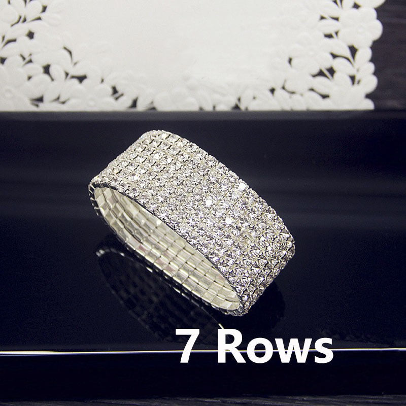 Luxuosa Pulseira Elástica de Cristal Zircônia AAA Branca Bling Cravejada Strass Feminina para Casamento