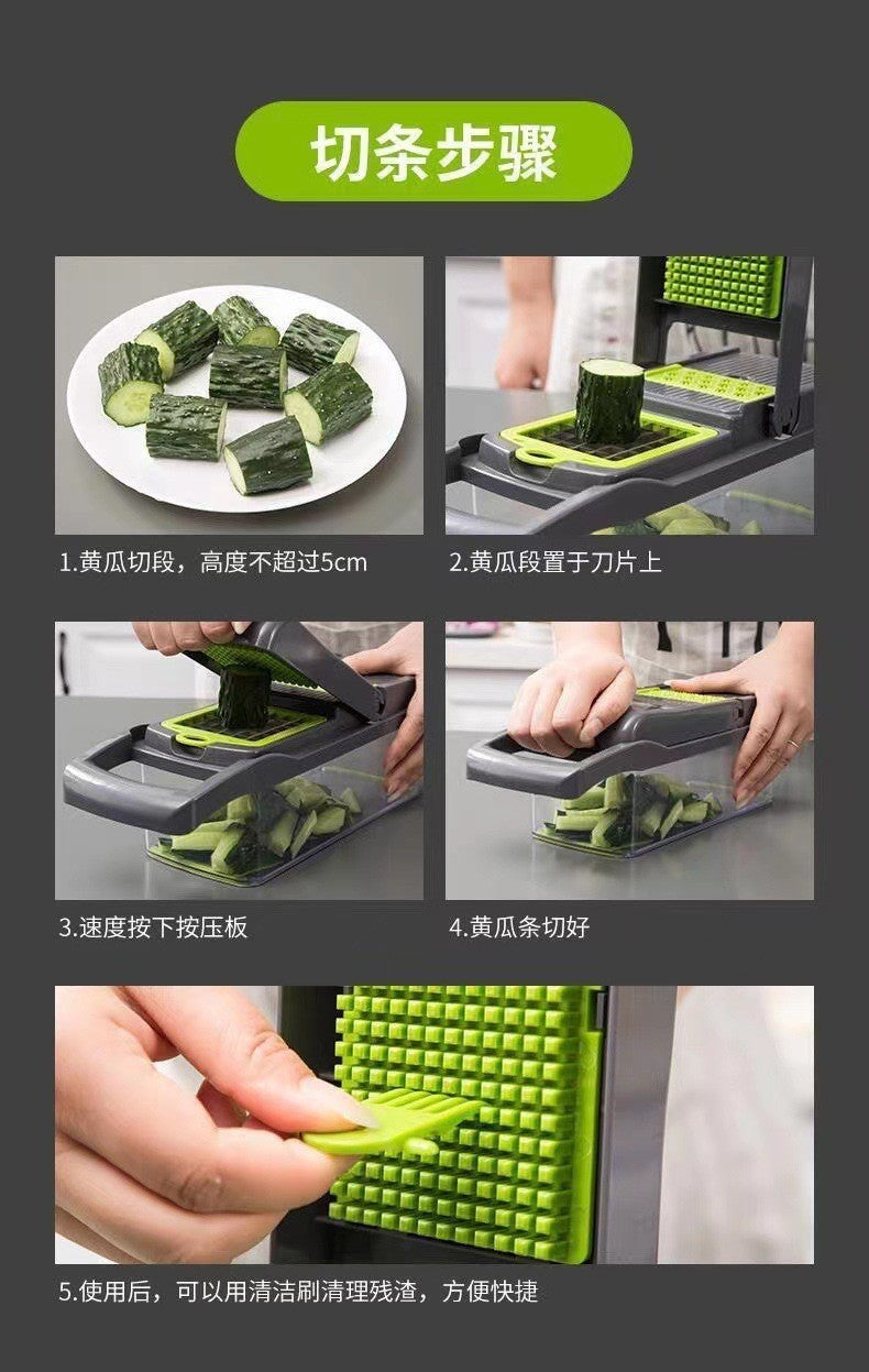 Multi-functional vegetable cutter, kitchen household, potato shreds, shredded and diced, radish grater, slicer