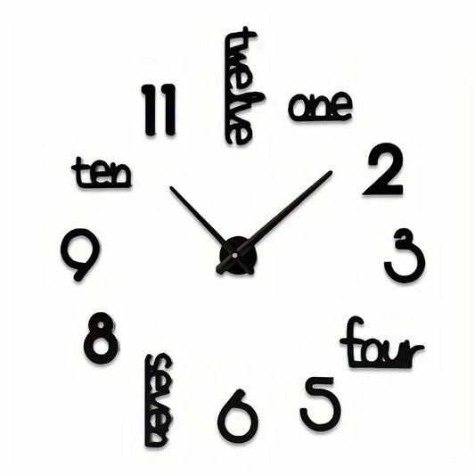 Frameless giant wall clock, modern home decoration, bedroom, and for home office. living room decoration