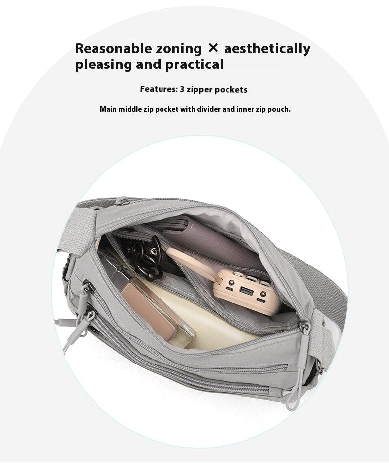 Women's Multi-Compartment Crossbody Bag, Tote Purse with Shoulder Strap, Water-Resistant Nylon Handbag for Moms, Gift Ideas