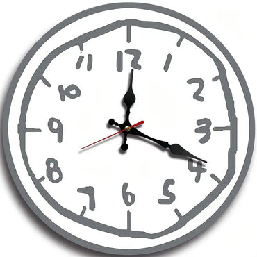 Creative Hand Drawing Wooden Silent Hanging Wall Clock, For Living Room, Office, Study Room, Bedroom, Home Decoration