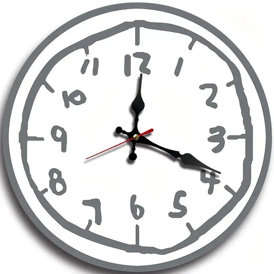 Creative Hand Drawing Wooden Silent Hanging Wall Clock, For Living Room, Office, Study Room, Bedroom, Home Decoration