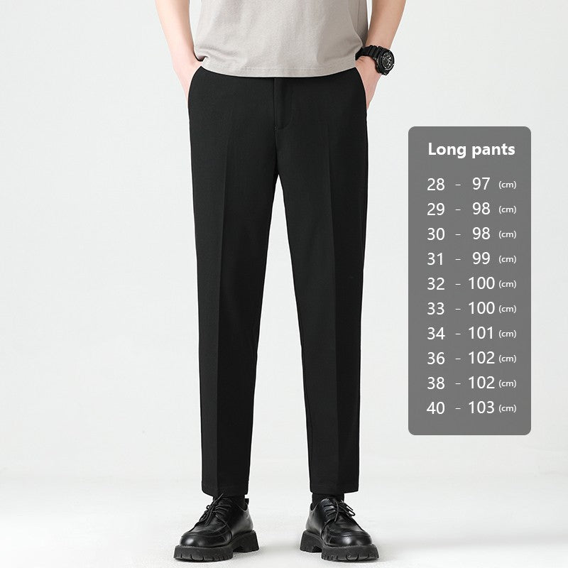 High Quality Lyocell Blend Summer Ankle Length Pants Men Business Elastic Waist Formal Suit Korean Social Work Trousers Male 40