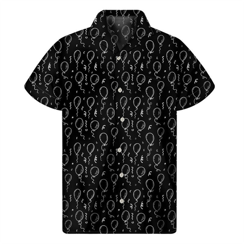 Cartoon Air Balloon 3D Print Hawaiian Shirt Men Summer Cool Lapel Shirts Fashion Short Sleeve Tops Oversized Button Blouse