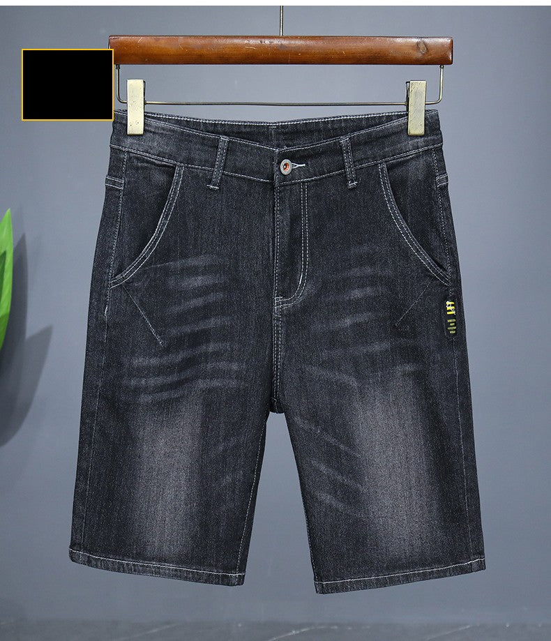 Men's Straight Casual Denim Shorts Simple Solid Color Slim Jeans Comfortable Breathable Bermuda Short Pants Summer