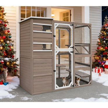 Catio para Gatos ao Ar Livre, Casa de Gatos Grande, Condomínio de Gatos, Área de Recreação Interna com Plataformas de Vários Níveis