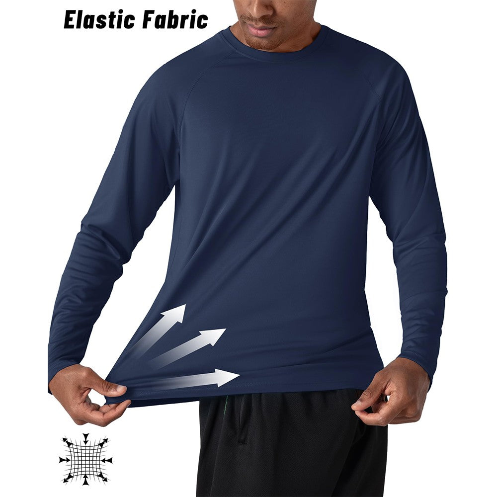 TACVASEN UV Shirt Men's O-Neck Long Sleeve UPF 50+ Sun Protection T-Shirt Quick Dry Sports Tee Hiking Fishing Outdoors Pullovers