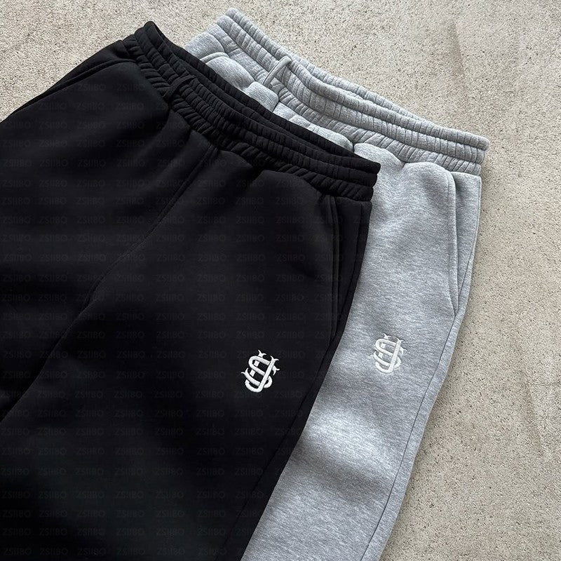 Men Sweatpants Y2k Vintage Loose Straight Pant Straight Pants Leg Zipper Embroidery Hip Hop Harajuku Casual Street Dance Trouser