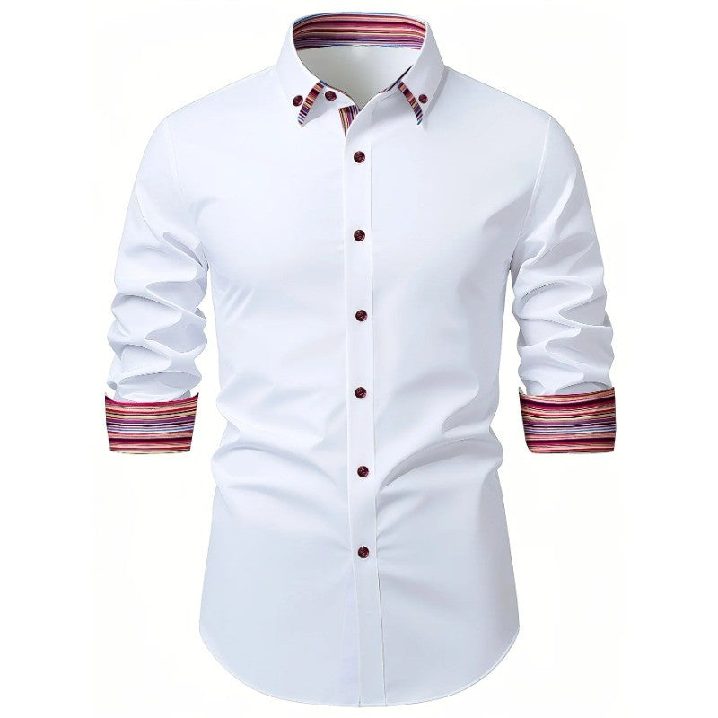 Men Tuxedo Shirt Brand New Men's Fashion Striped Long Sleeve Elastic Shirt Four Season Male Smart Casual Shirts