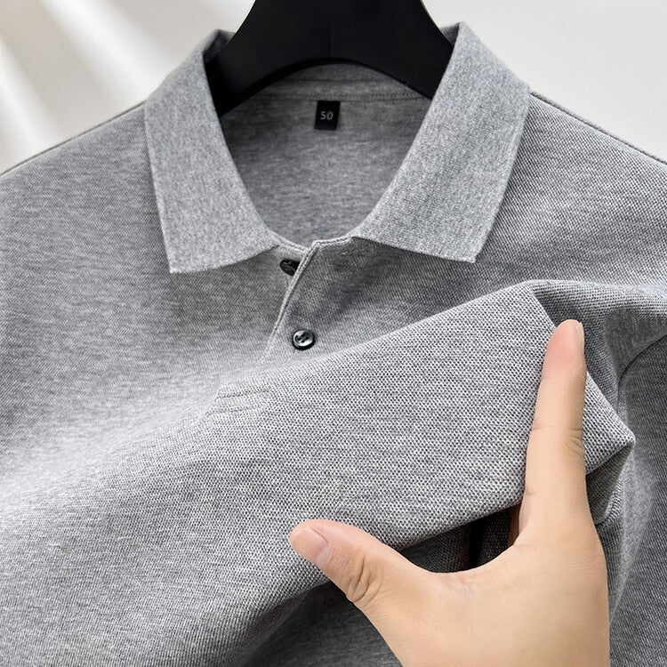 Durable 100% Cotton Men Polo Shirt,Autumn Leisure Long Sleeve, Breathable Lapels T-shirt, 16 Colors, Perfect for Golf and Sports