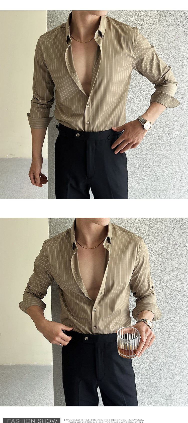 Striped Shirts for Men High-quality 2025 Autumn New Solid Business Casual Long Sleeved Elastic Slim Fit Dress Shirt Men Clothing