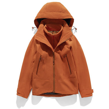 Nu-June Women's Winter Hiking Jacket 3 in 1 plus size Fleeced Clothing Men's Windbreaker Waterproof Hoodie Jackets Outdoor