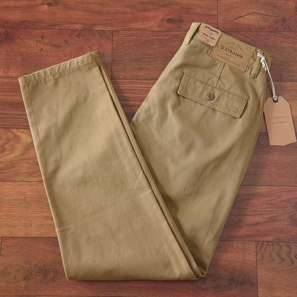 Loose Straight Leg Cotton Casual Pants for Men Summer Waed Khaki Workwear Trousers Youth Faion Long Pants Busin Casual