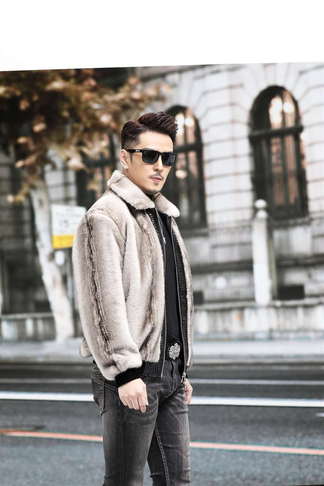 Zipper Cardigan Spliced Faux Leather Men Long Sleeve Jackets Turn Down Collar Coat Long Sleeve High Street 2025 Autumn Slim