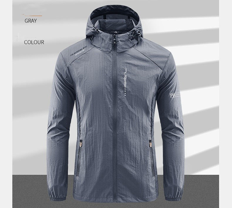 Summer Outdoor Quick Dry Sun-Protective Thin Jacket Men Hiking Fishing Cycling Hooded Gym Sport Windbreaker Ultra Light Coats