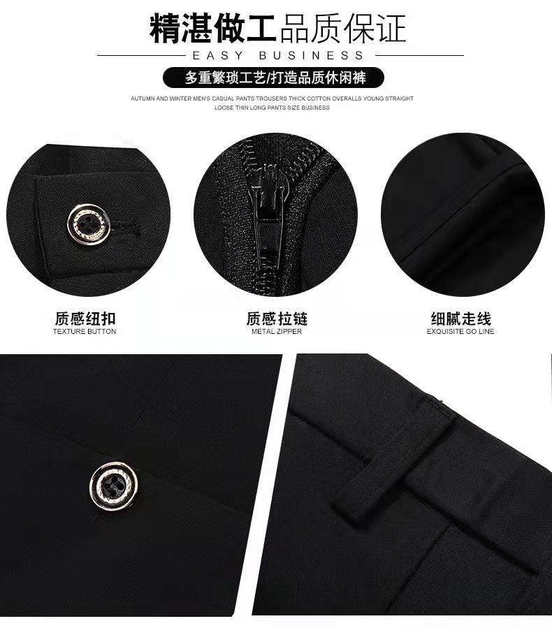Men Summer Suit Pants Casual Pants Business Fashion Classic Solid Color Stretch Straigh Thin Cotton Trousers Plus Size A177